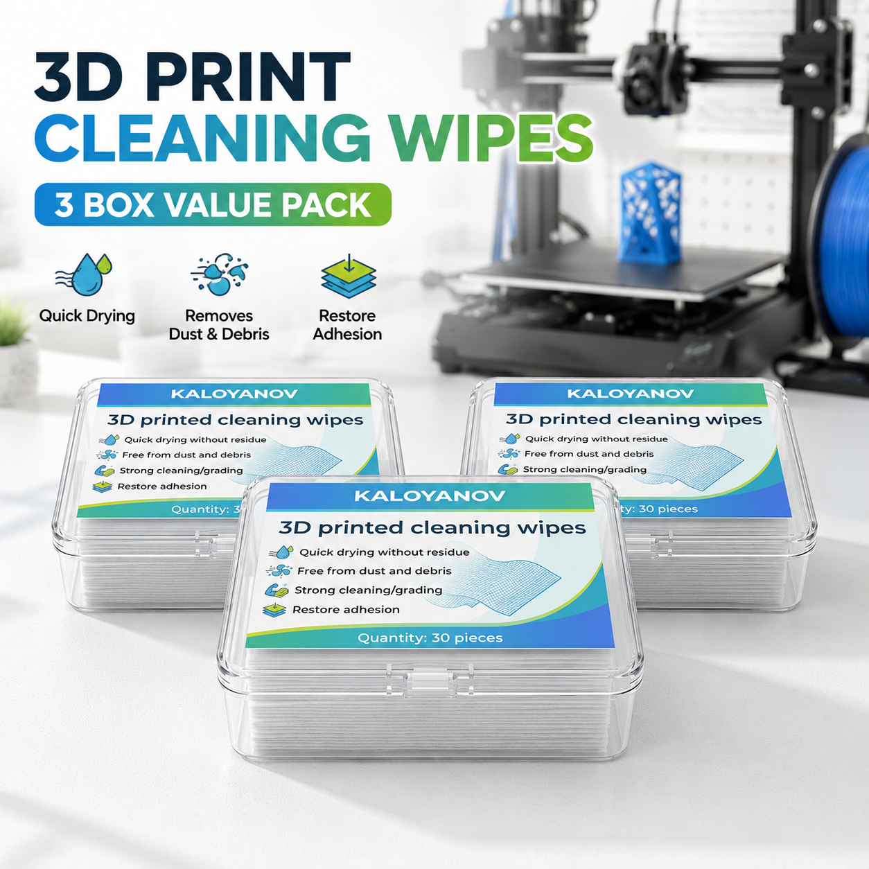 3D Printing Glue Stick - 3D Printer Bed Cleaning Wipes 30PCS
