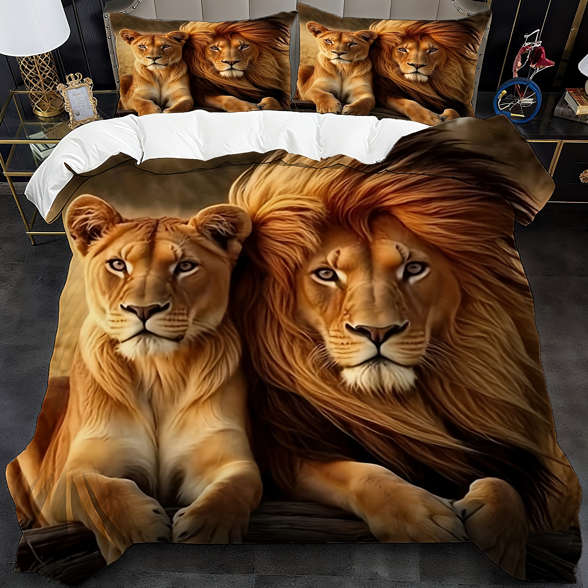 3pcs Lion Couple Bedding Set 3 - 3D Printing Nerd 리뷰 및 가격