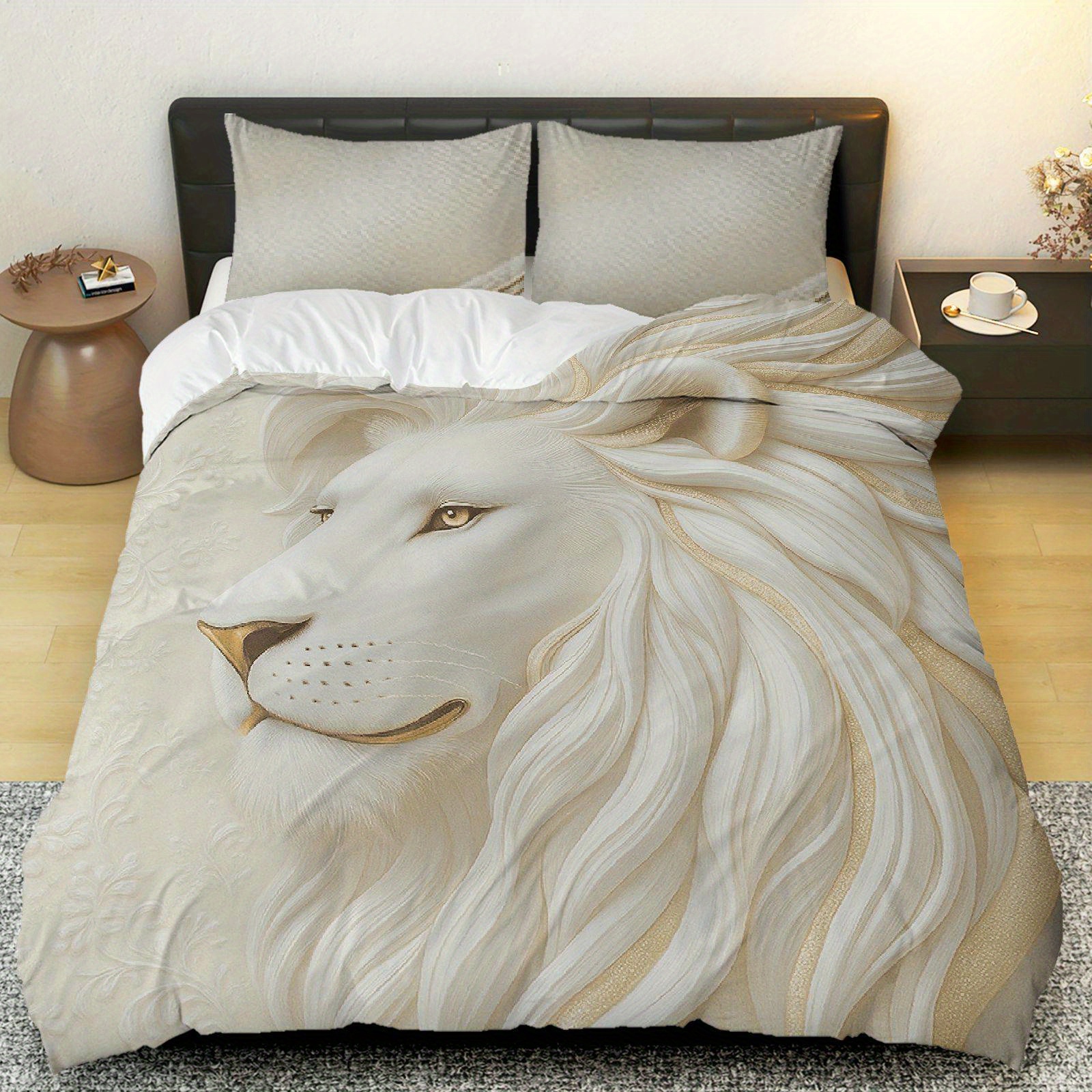 3pcs White Lion Bedding Set 3D - 3D Printing Nerd 리뷰 및 가격