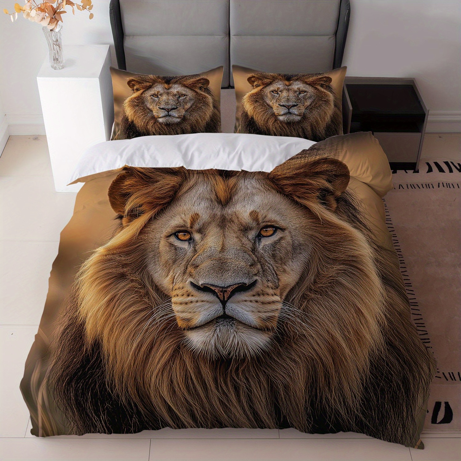 3pcs White Lion Bedding Set 3D - 3D Printing Nerd 리뷰 및 가격