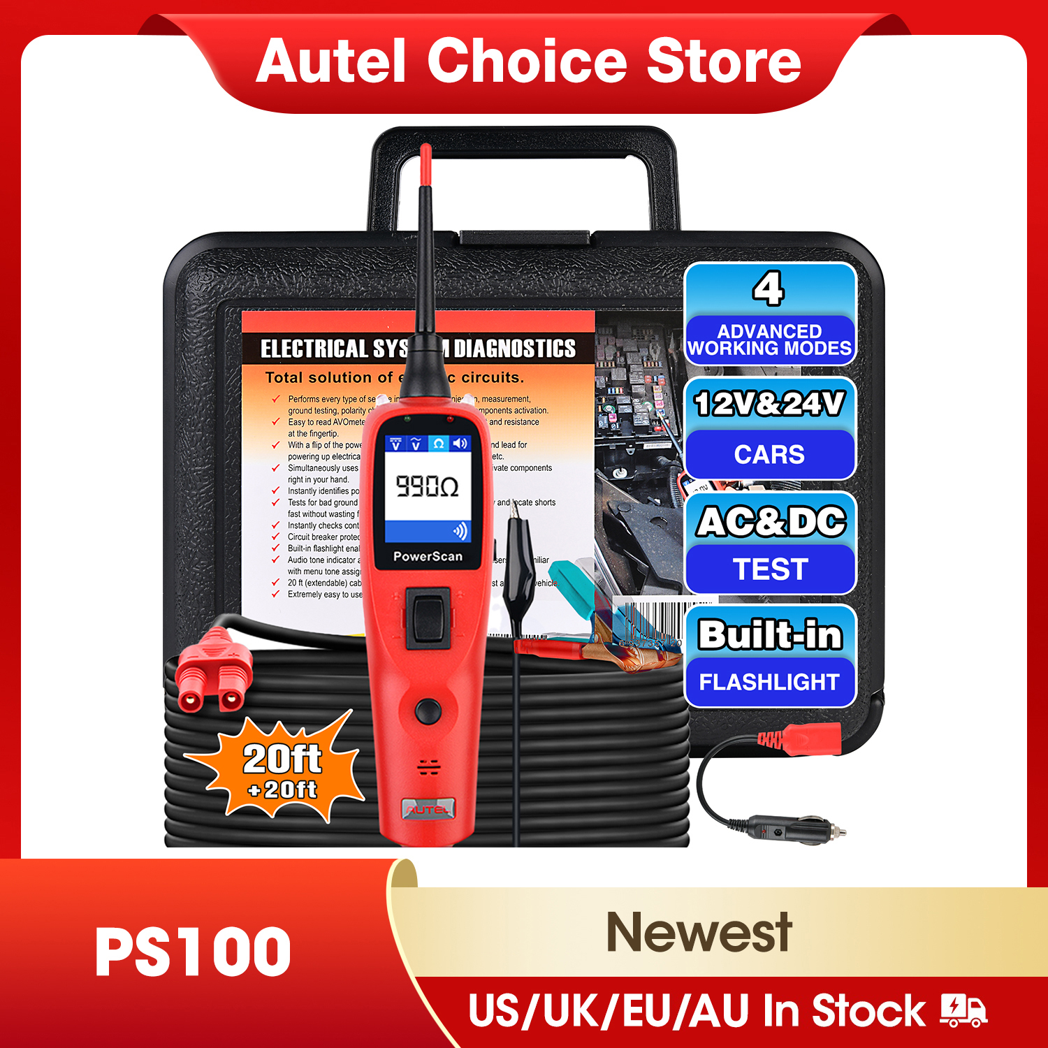 Autel PowerScan PS100 12V 24V  - 3D Printing Online 리뷰 및 가격