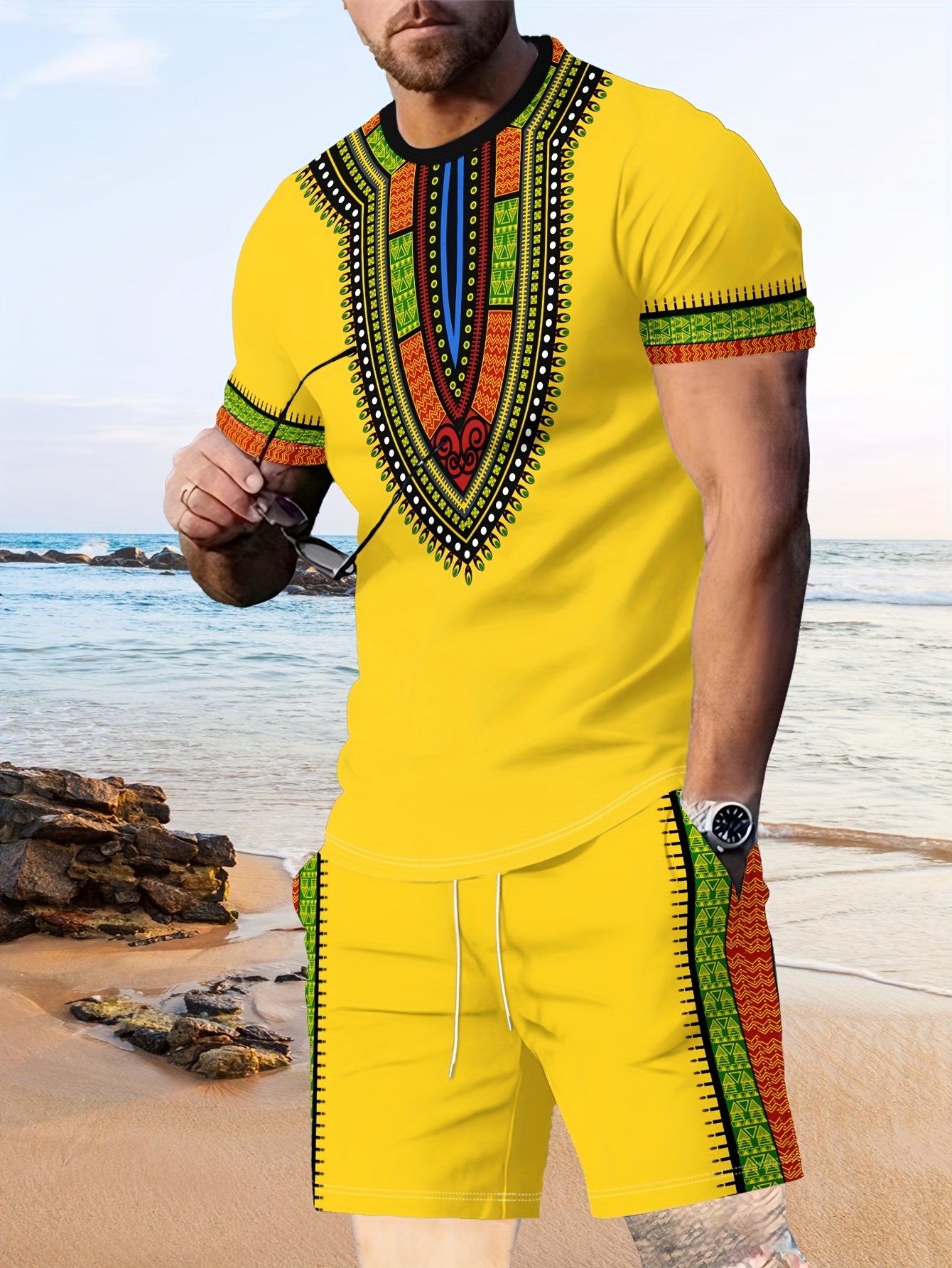 New Men's Suits African Dashik - 3D Printing Jersey 리뷰 및 가격