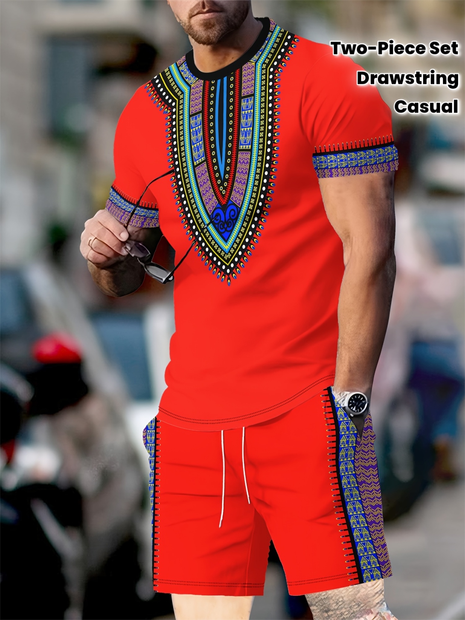New Men's Suits African Dashik - 3D Printing Jersey 리뷰 및 가격