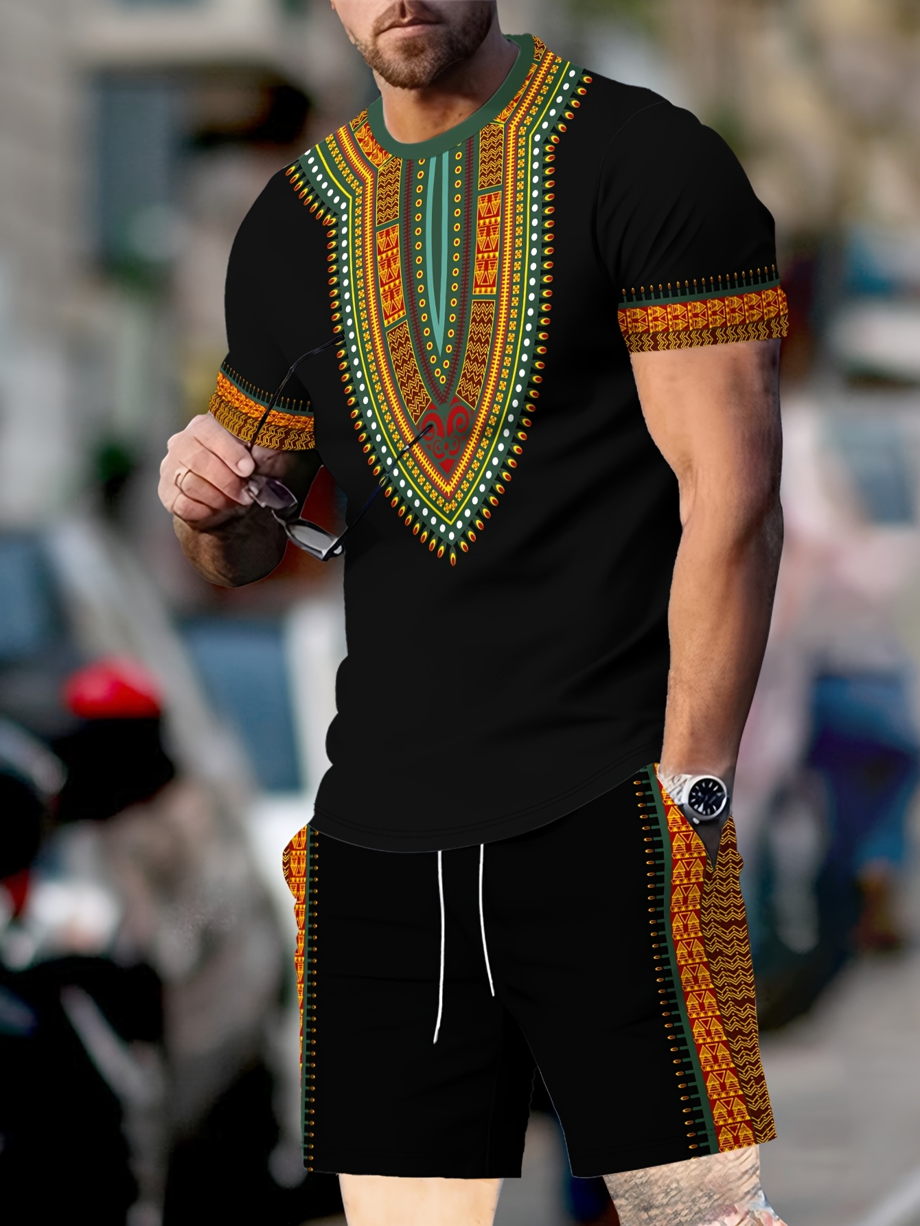 New Men's Suits African Dashik - 3D Printing Jersey 리뷰 및 가격